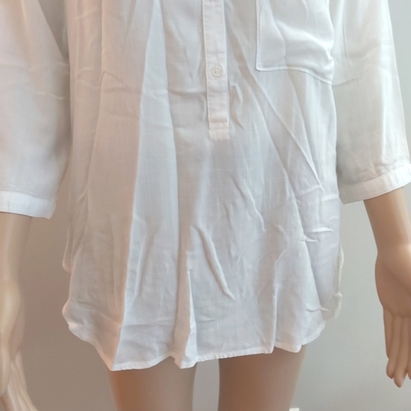 anthropologie Cloth & Stone women's white tunic blouse top oversized lon… - Picture 4 of 12